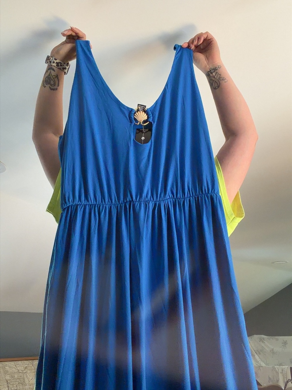 Prince Royal Blue Sleeveless Maxi Dress with Gold Shell Accent